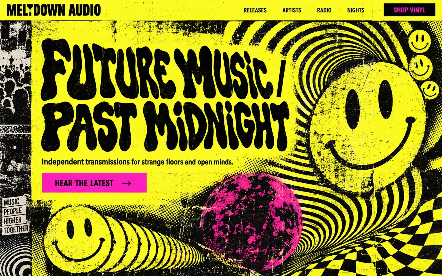 Example website designed in the Acid house graphics style