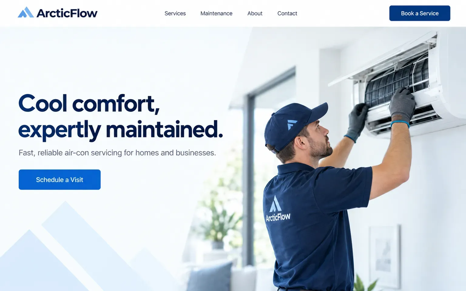 Example website for a air-conditioning servicing company