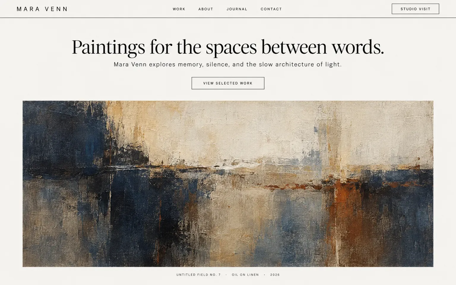 Example website for a painter's portfolio site