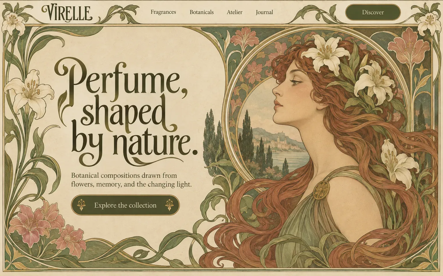 Example website designed in the Art Nouveau style