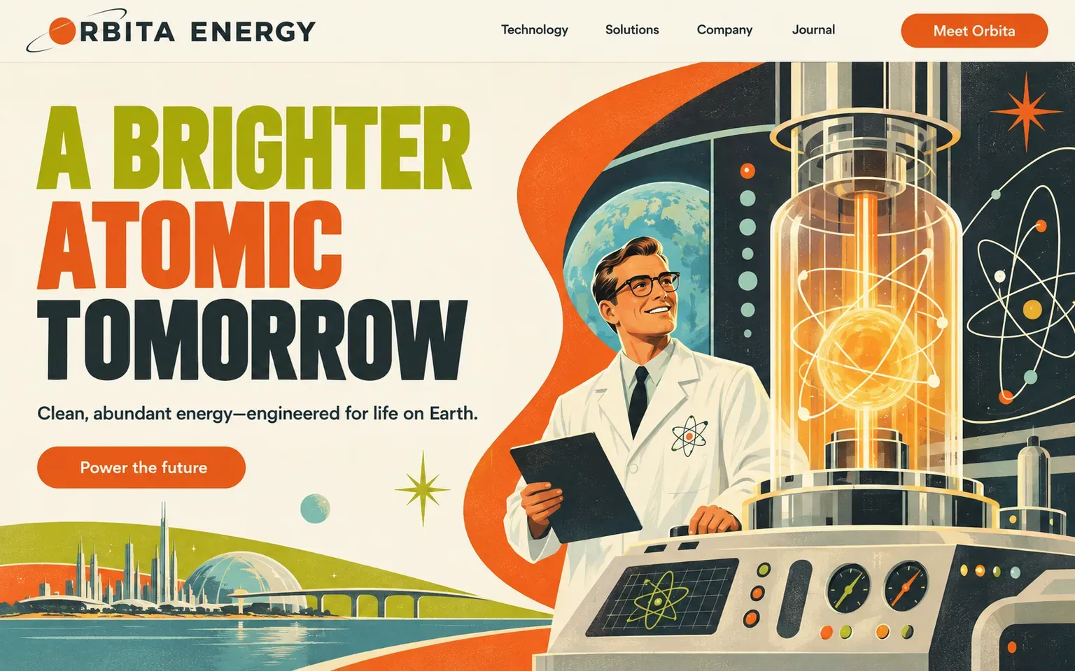 Example website designed in the Atompunk style