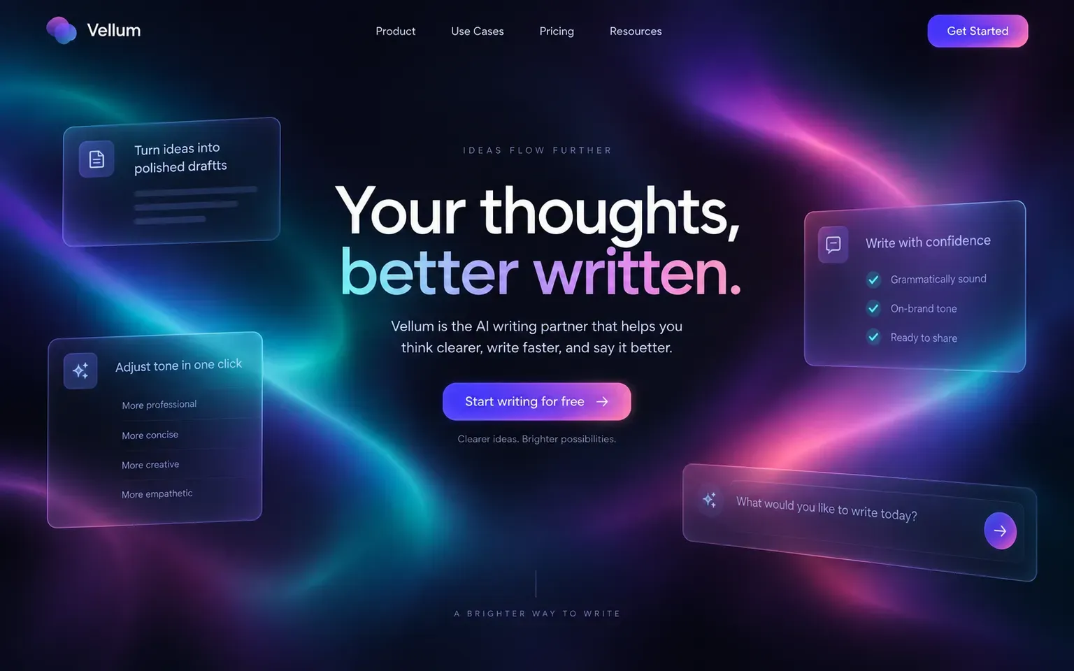 Example website designed in the Aurora gradient style style