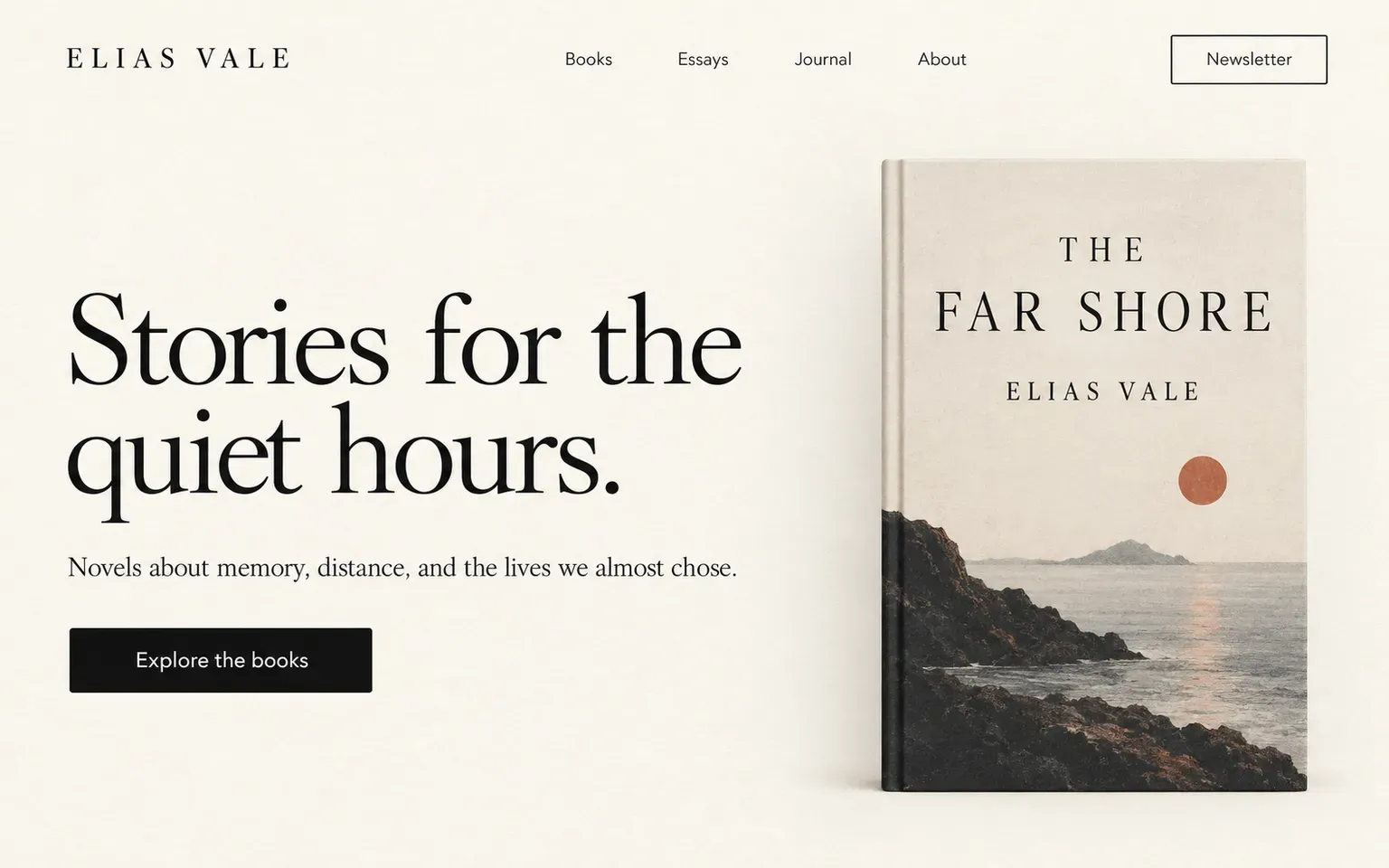 Example website for a novelist's personal site