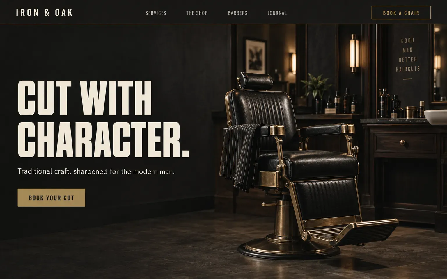 Example website for a barbershop