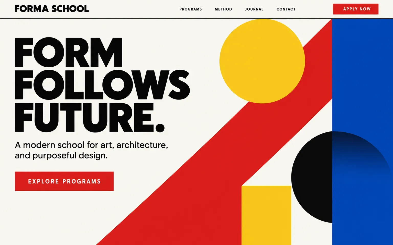Example website designed in the Bauhaus style