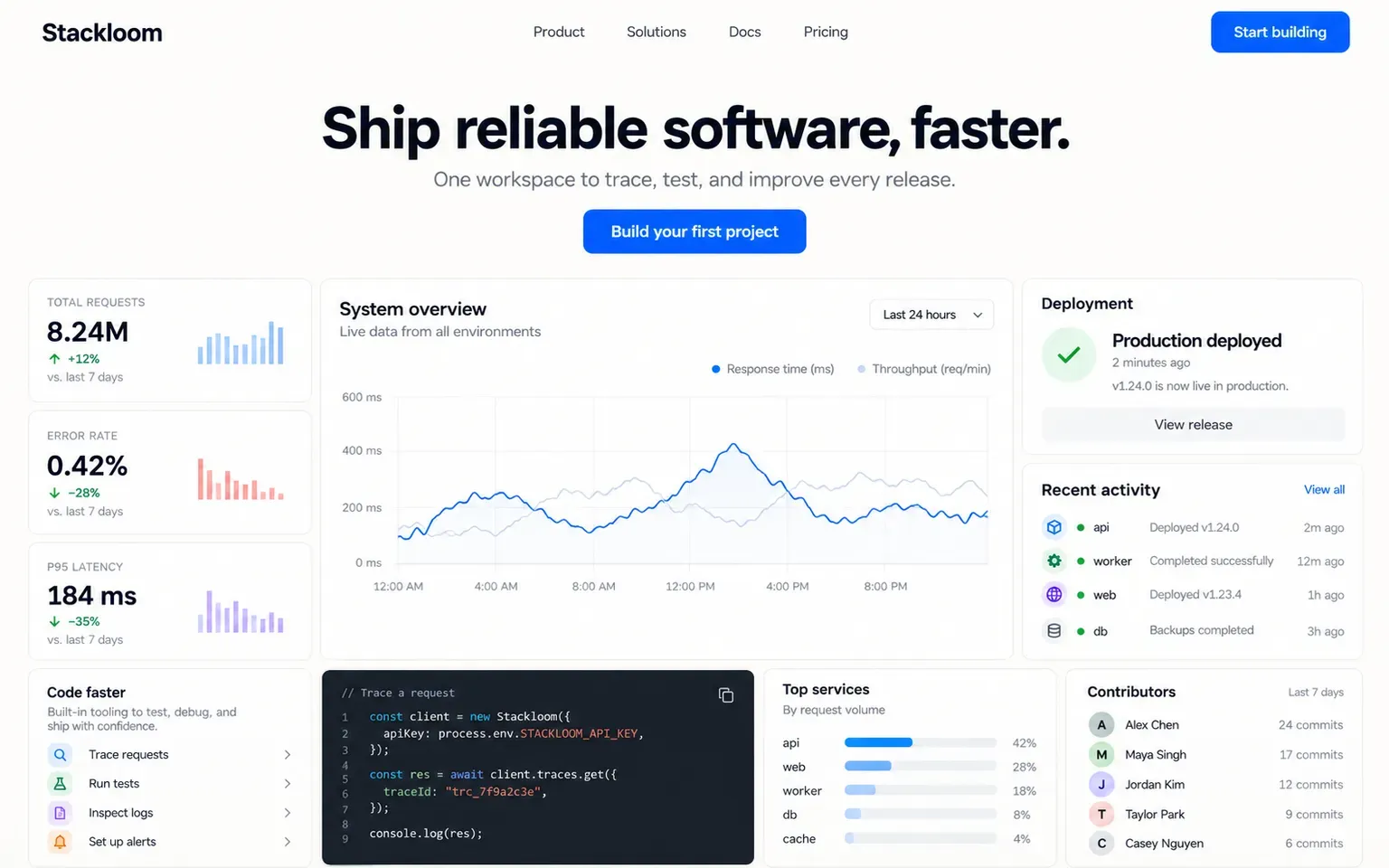 Example website designed in the Bento grid layout style style