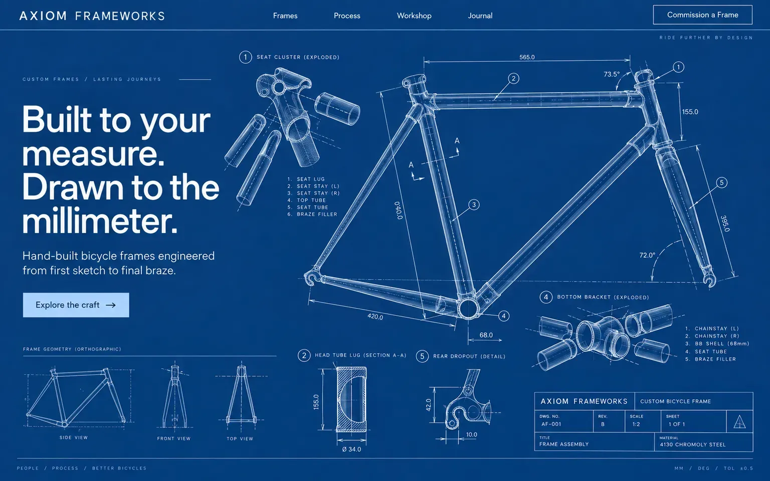 Example website whose artwork is technical cutaway drawing
