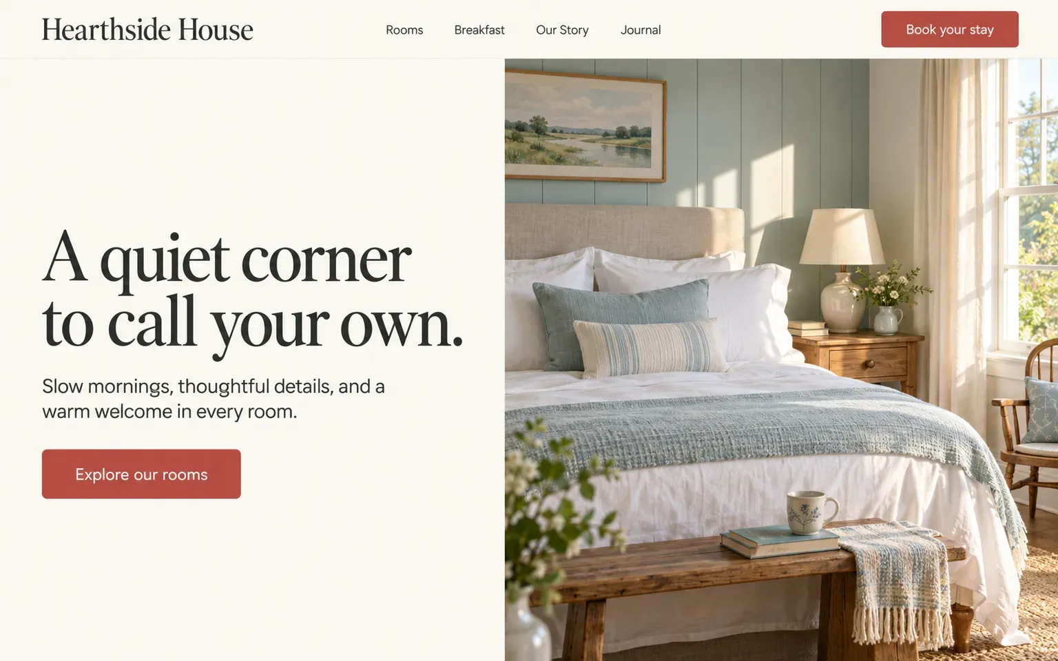 Example website for a bed and breakfast