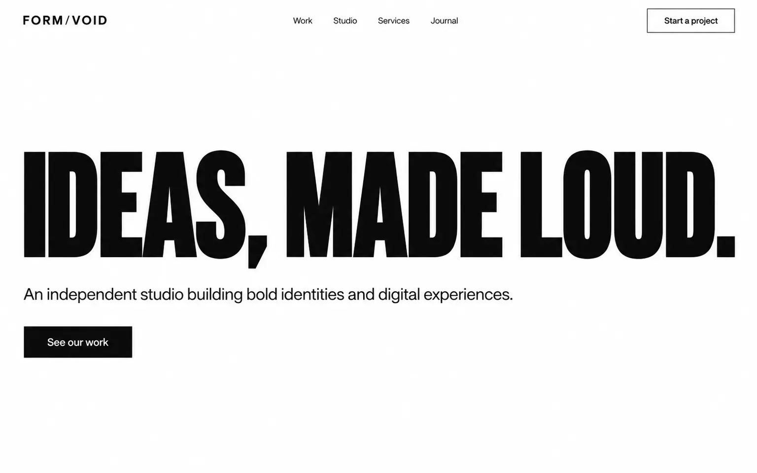 Example website designed in the Bold minimalism style