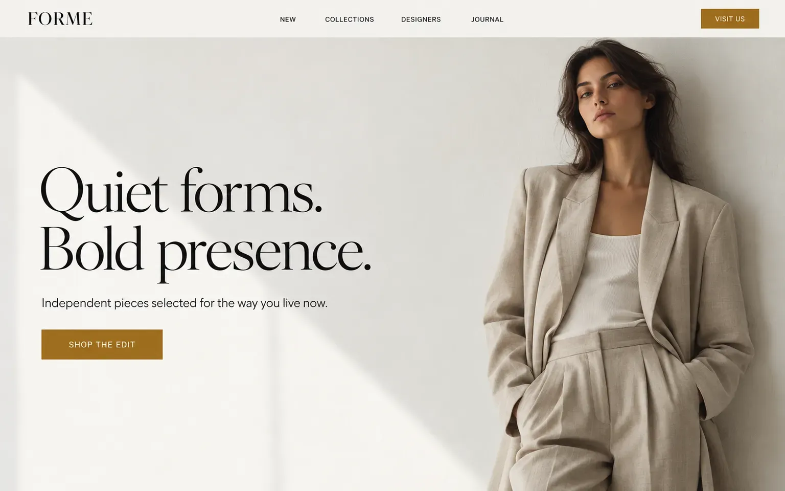Example website for a independent fashion boutique