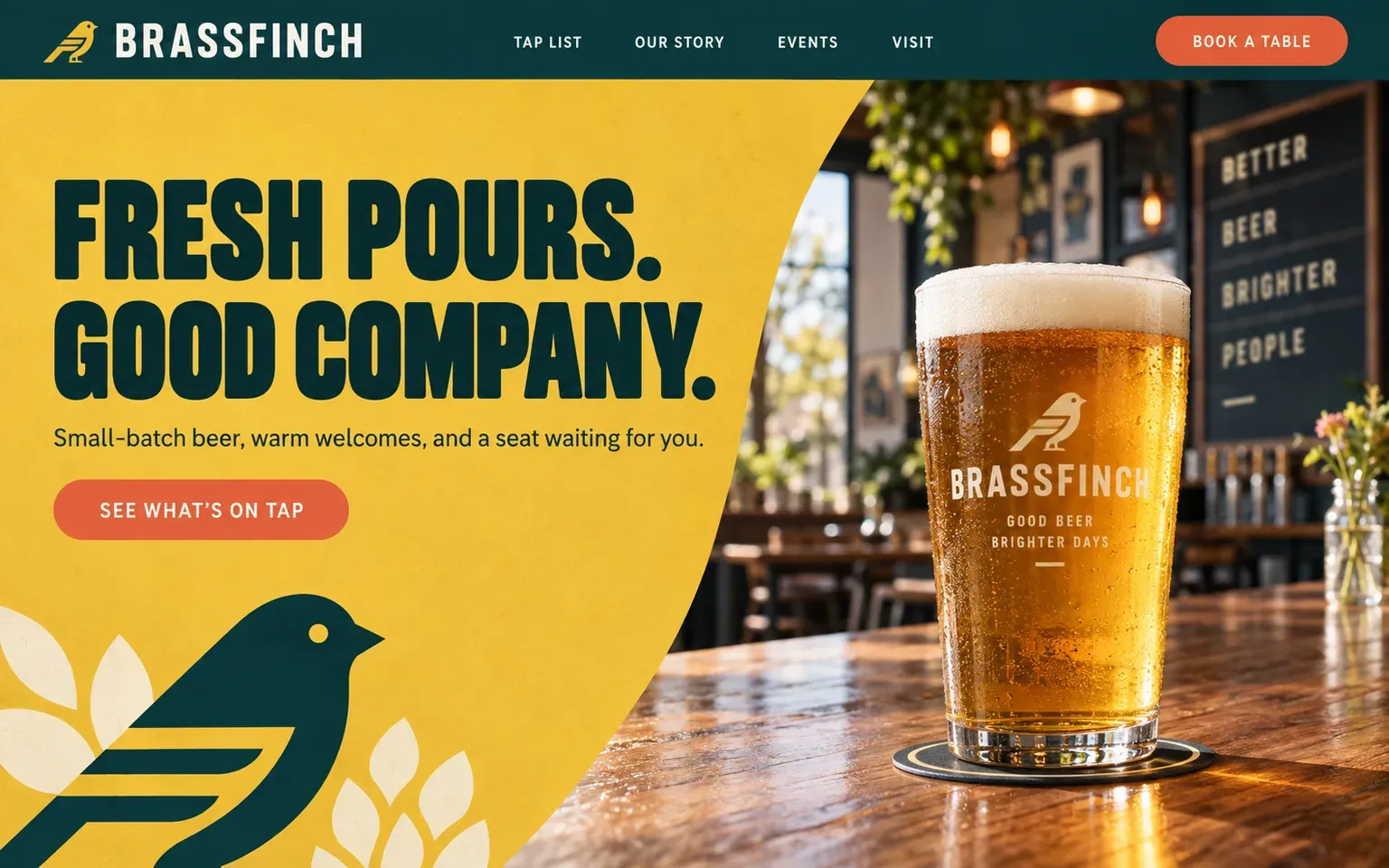 Example website for a microbrewery taproom