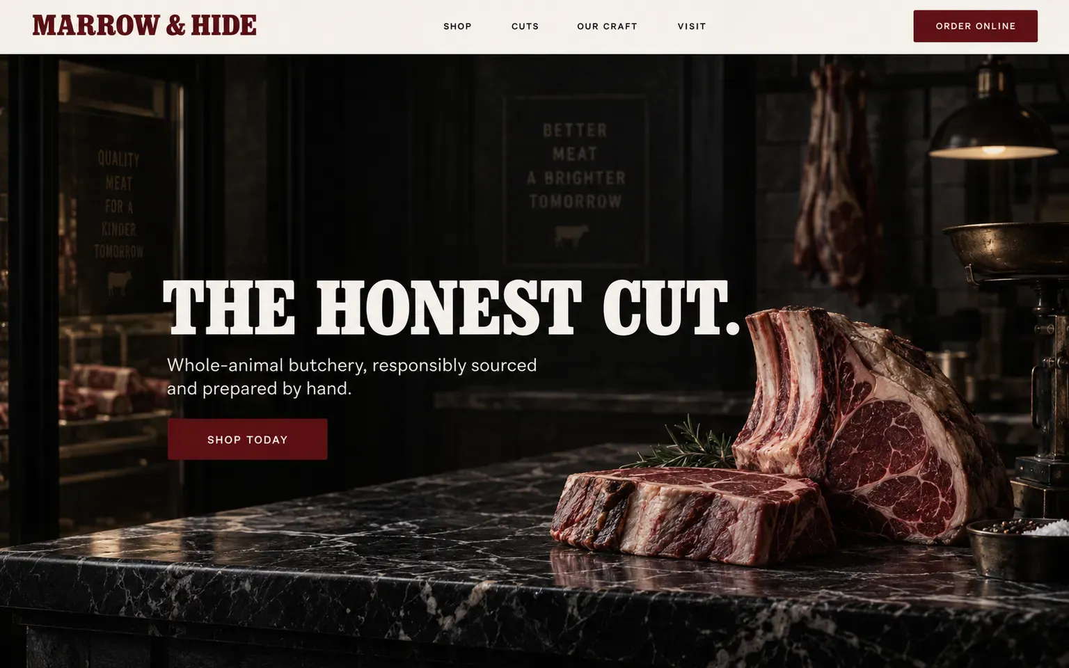 Example website for a craft butcher