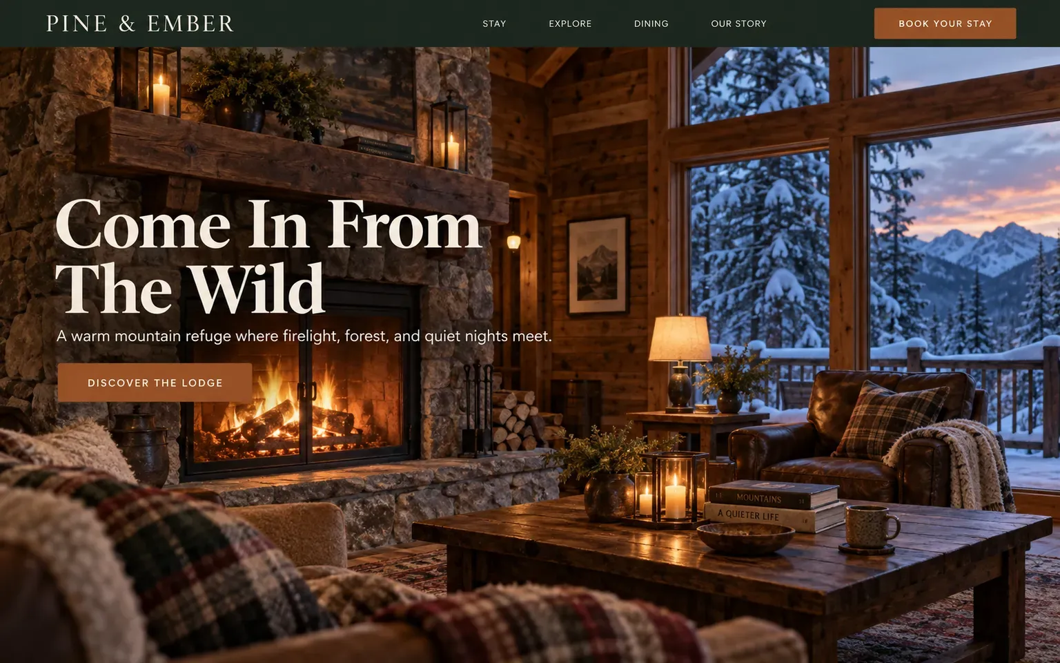 Example website designed in the Cabin style style