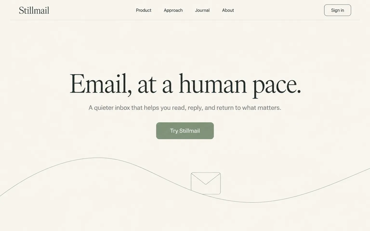 Example website designed in the Calm technology and humane design style