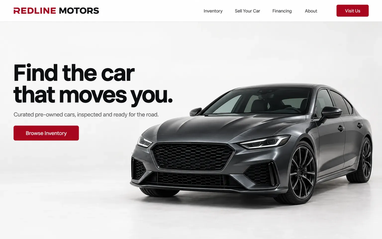 Example website for a used car dealership