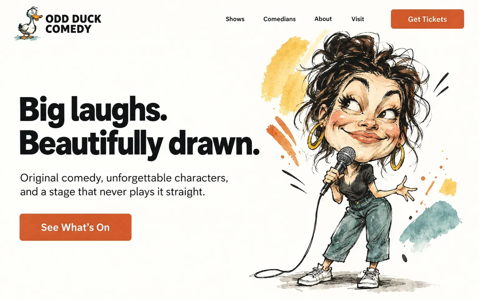 Example website whose artwork is caricature drawing