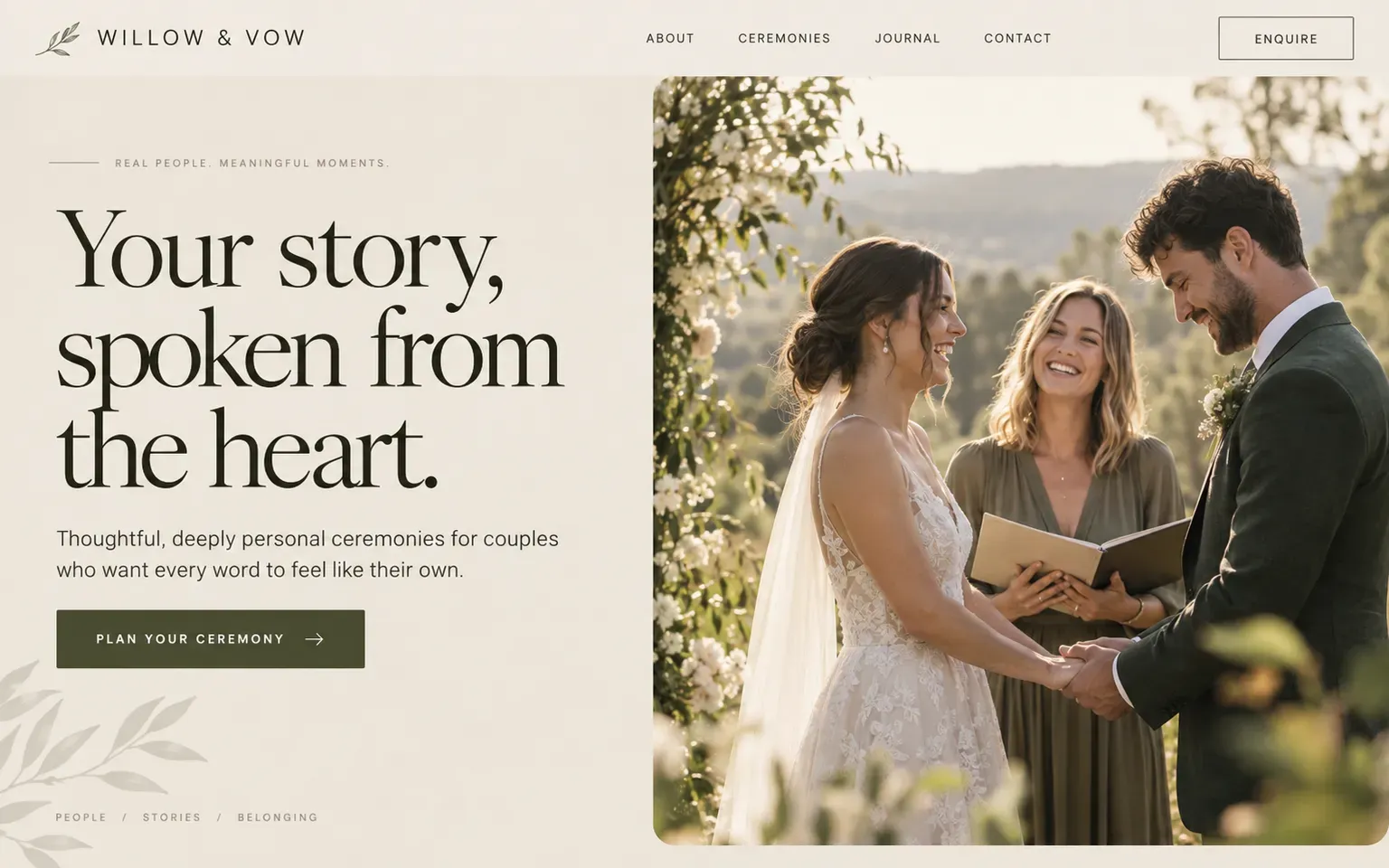 Example website for a wedding celebrant's personal site