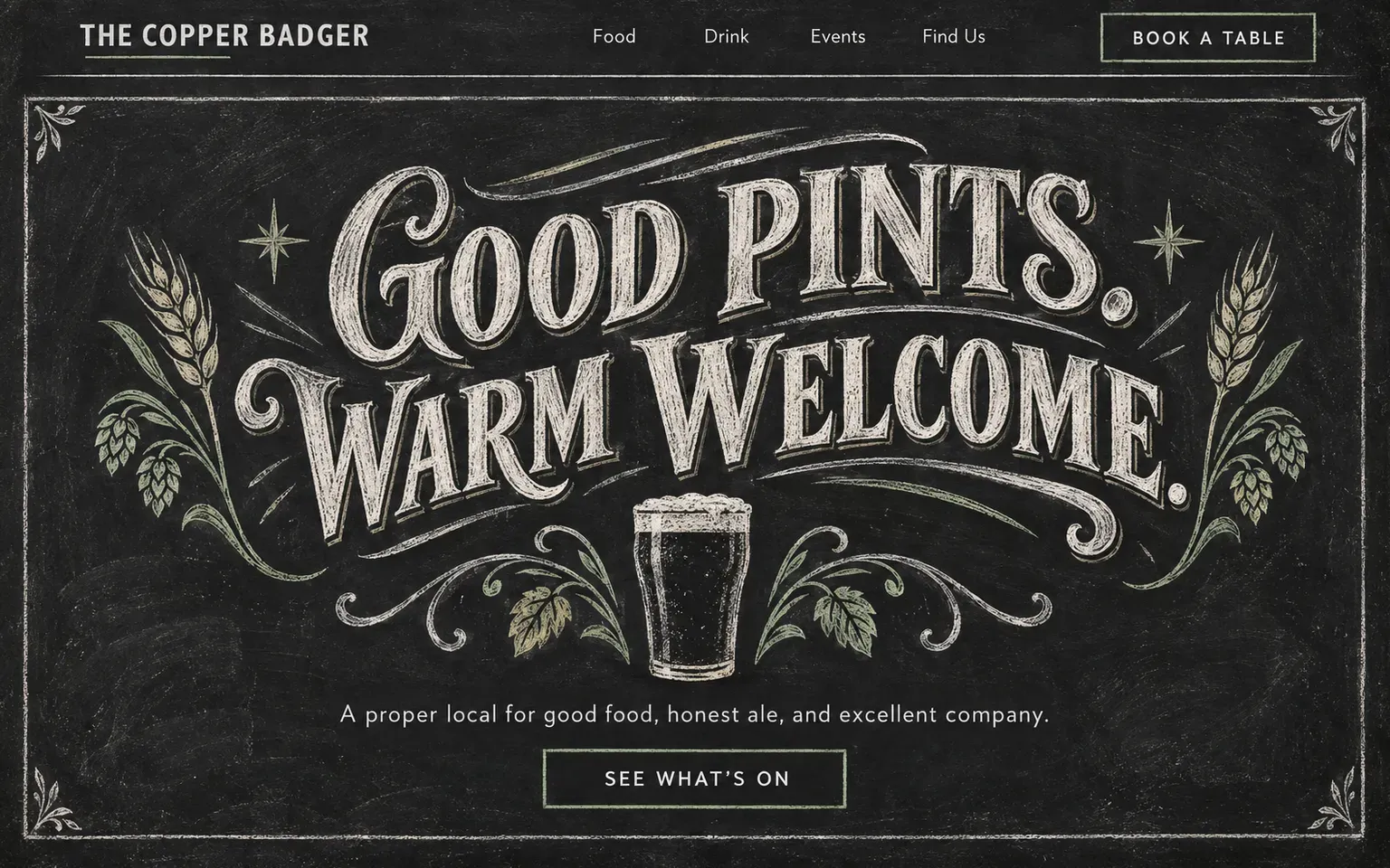 Example website whose artwork is hand-lettered chalkboard art