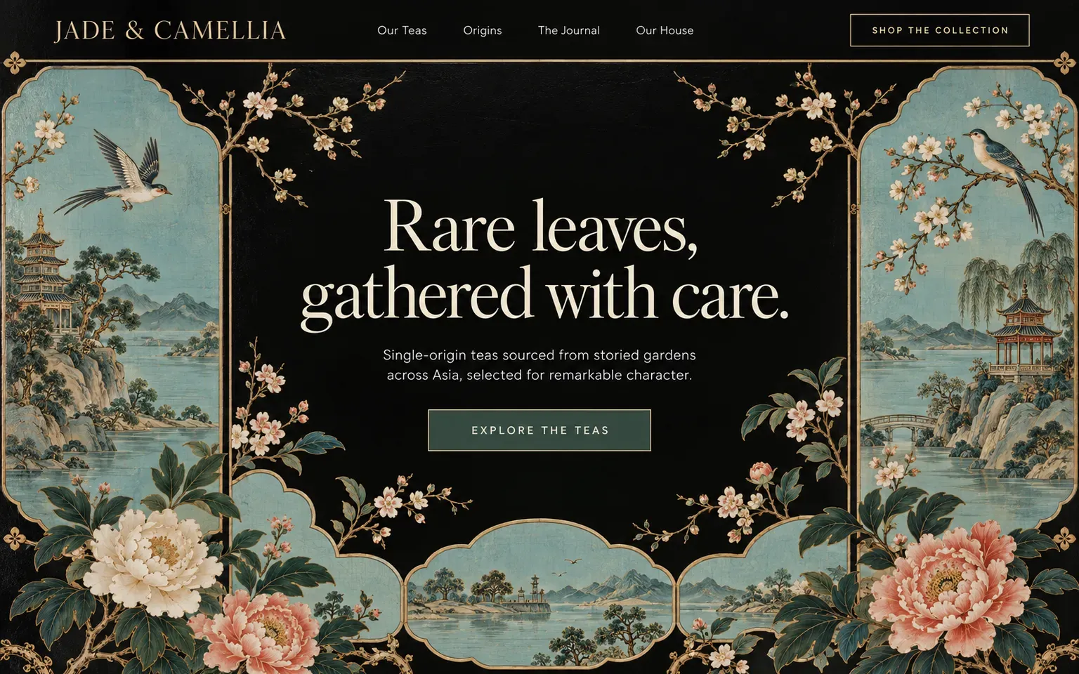 Example website designed in the Chinoiserie style