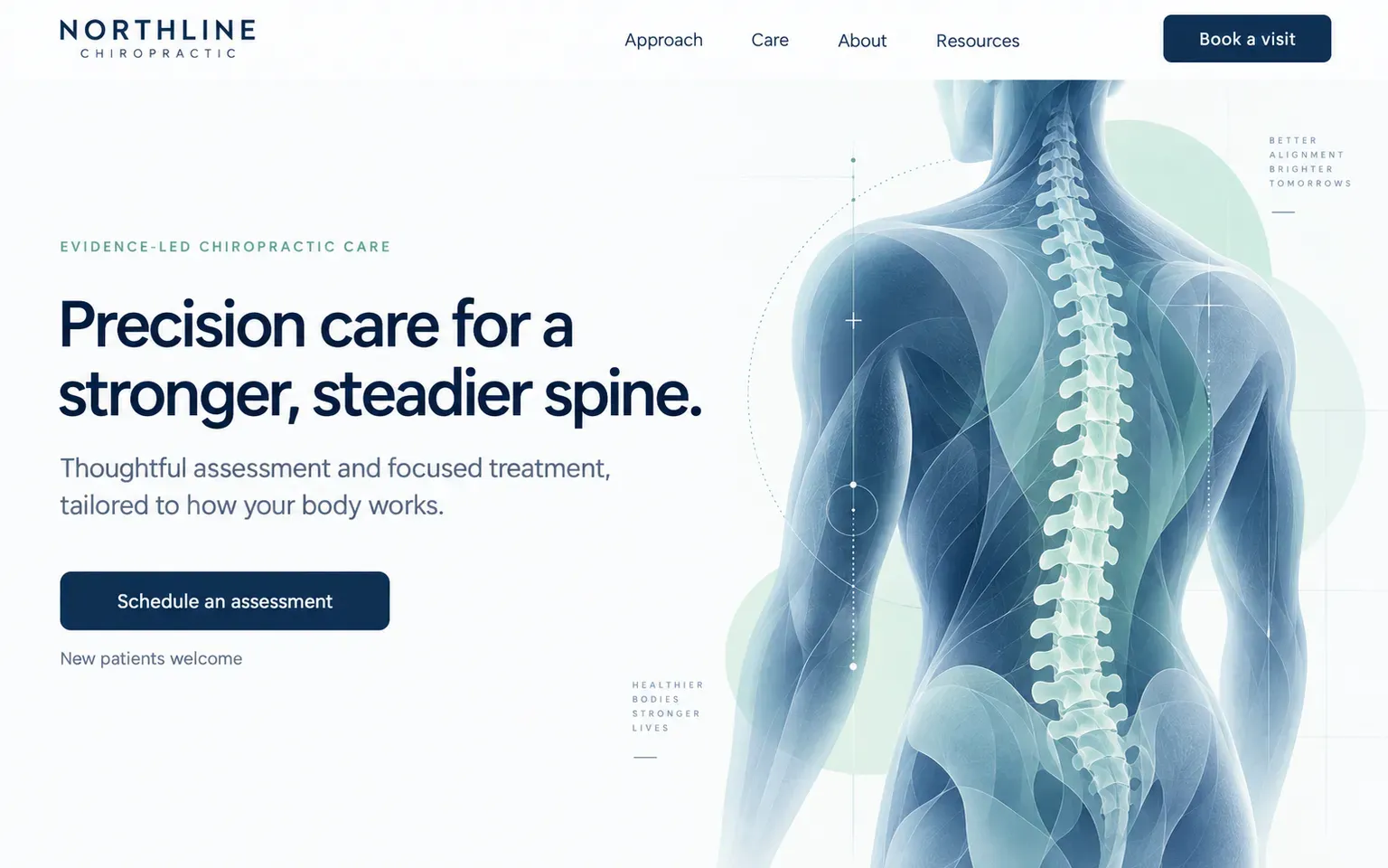 Example website for a chiropractic clinic