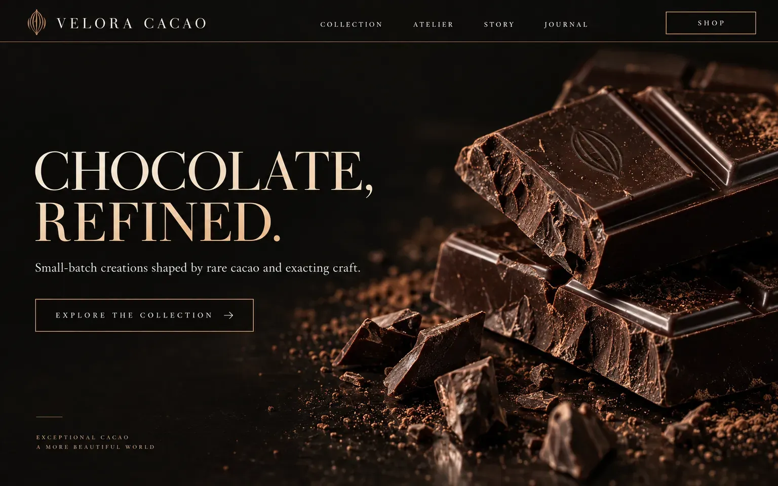 Example website for a artisan chocolatier