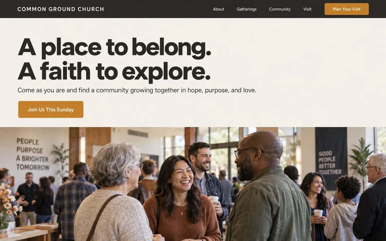 Example website for a community church