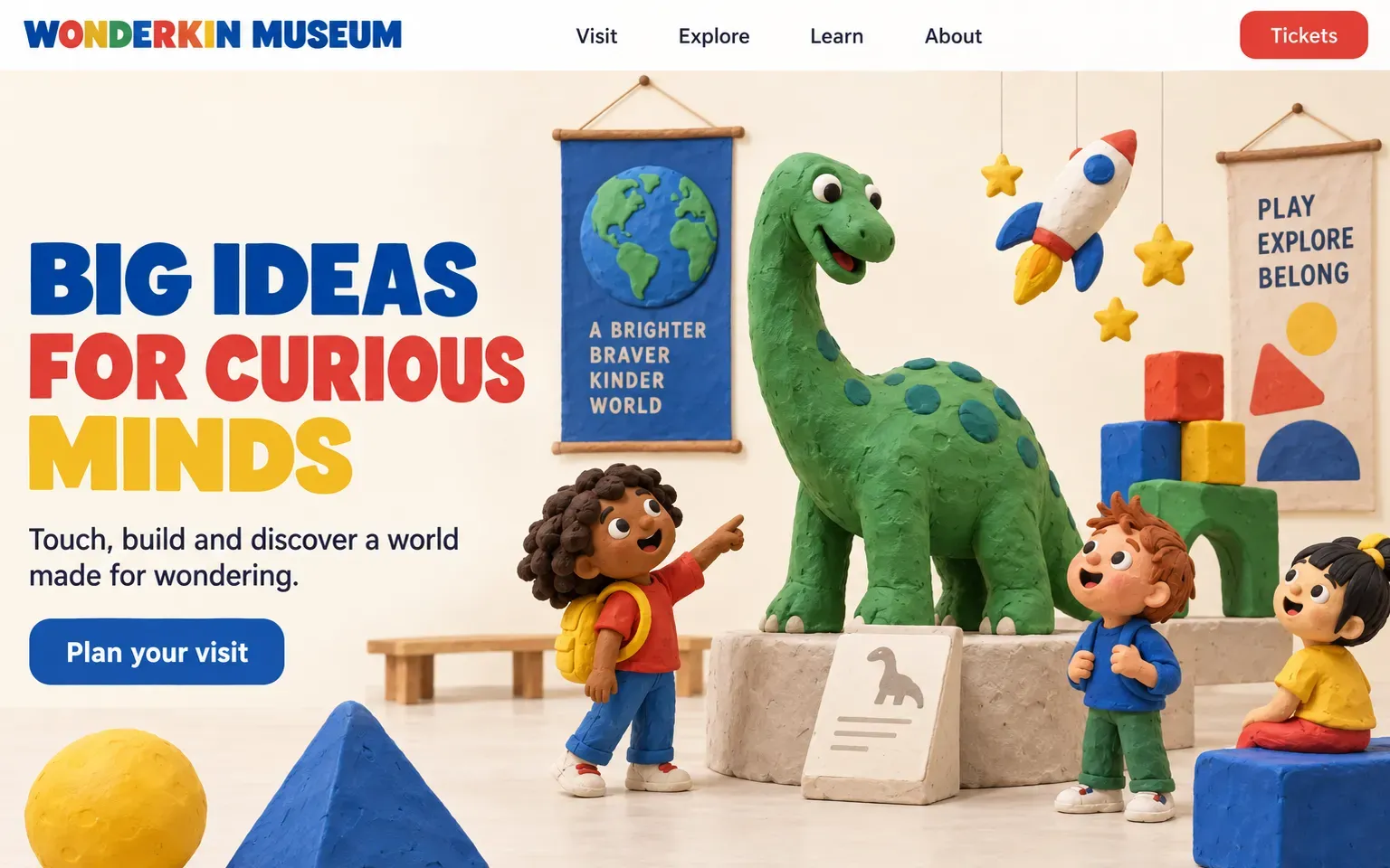 Example website whose artwork is stop-motion plasticine