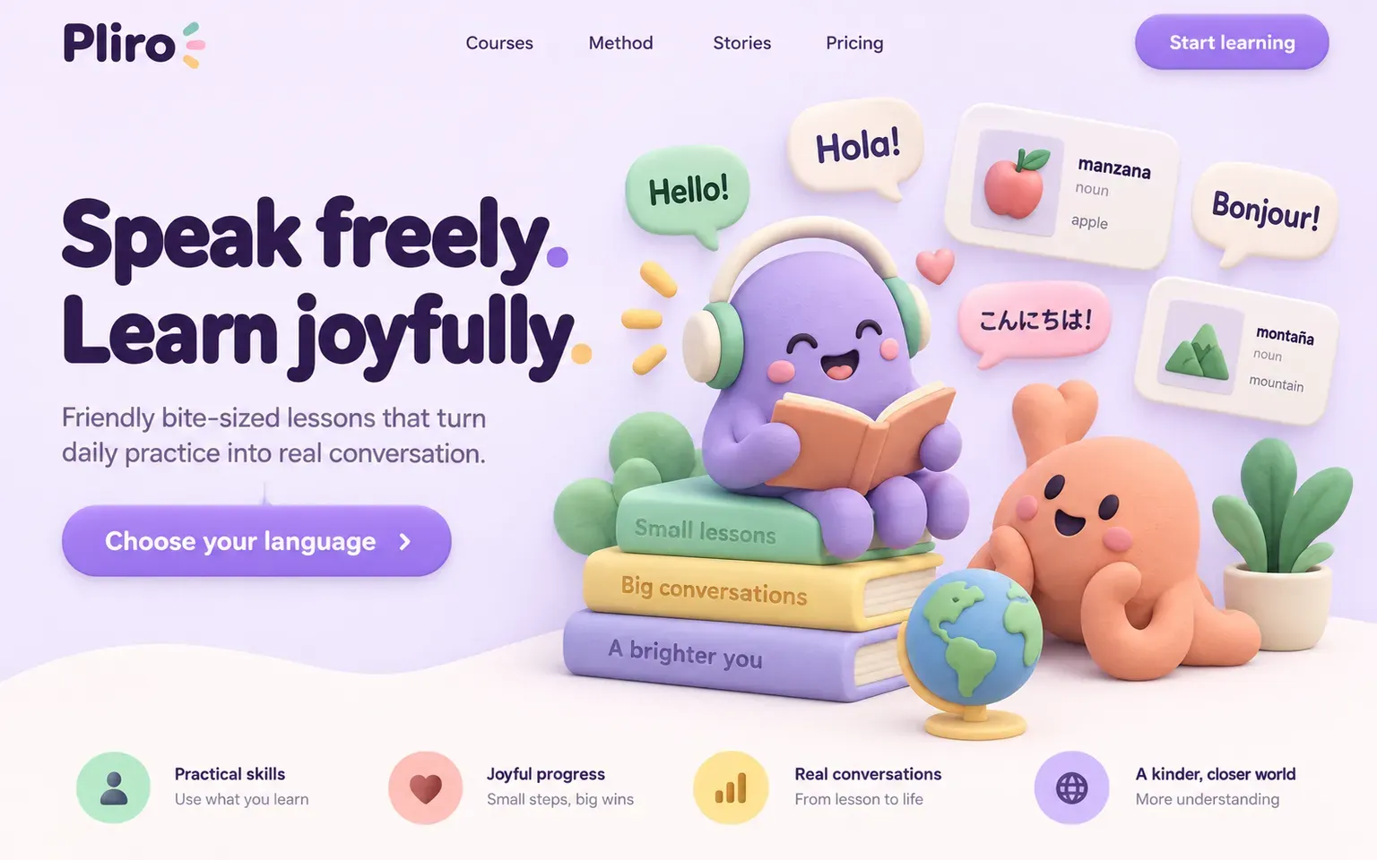 Example website designed in the Claymorphism style