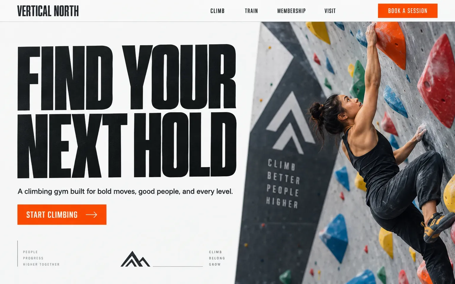 Example website for a climbing gym
