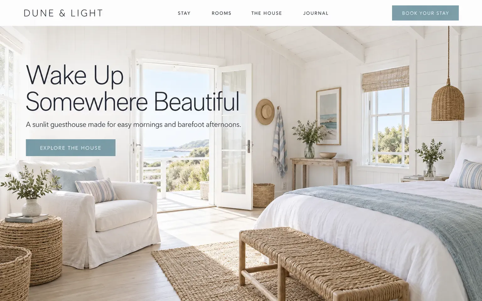 Example website designed in the Coastal interior style style