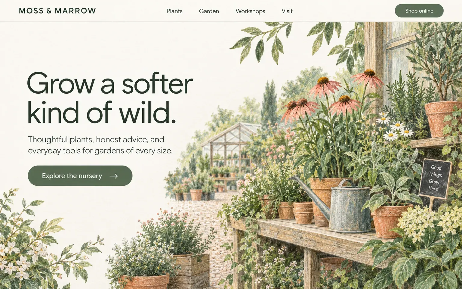 Example website whose artwork is coloured pencil