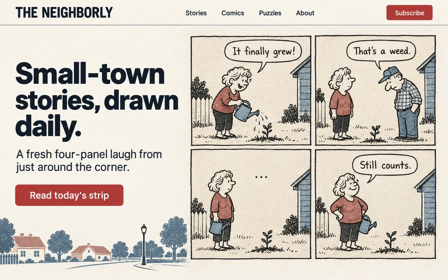 Example website whose artwork is newspaper comic strip