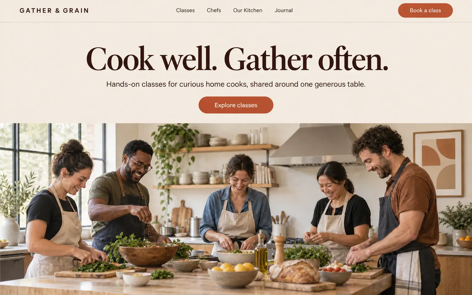 Example website for a cooking school