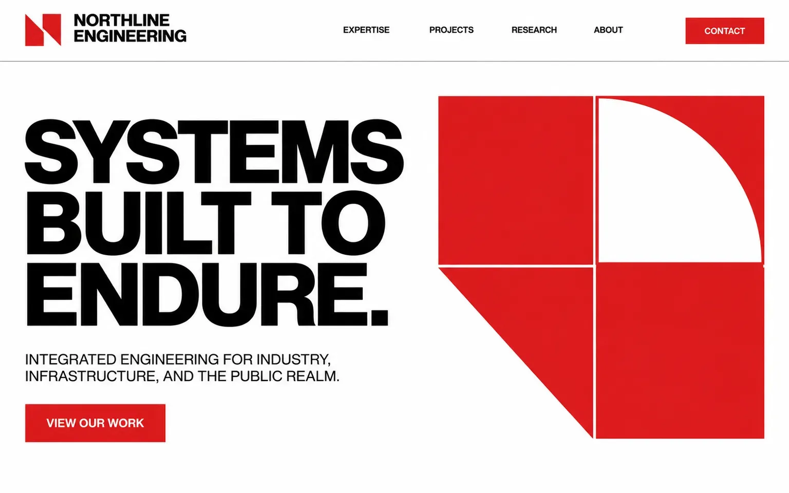 Example website designed in the 1960s corporate modernism in the Rand and Vignelli manner style
