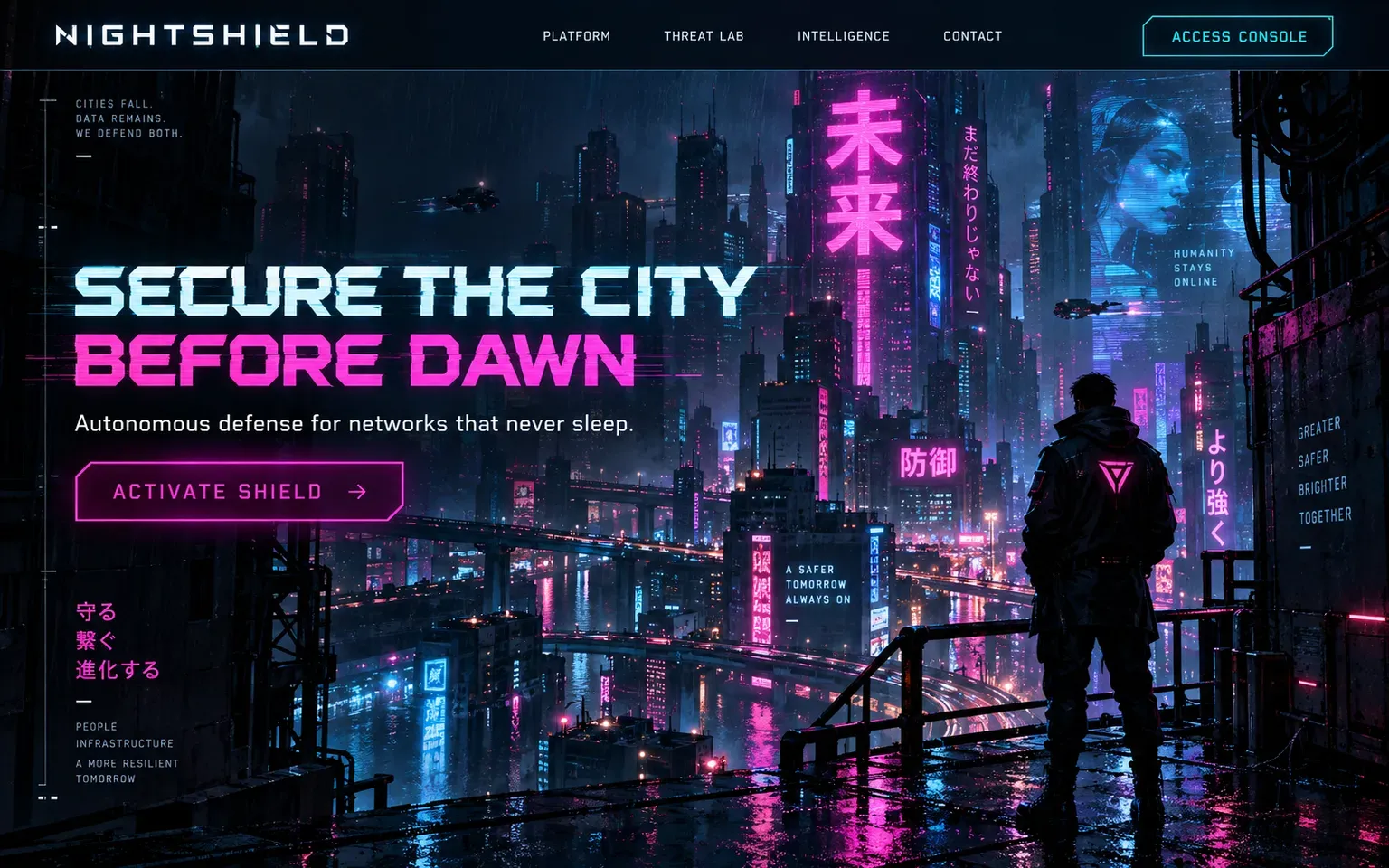 Example website designed in the Cyberpunk style