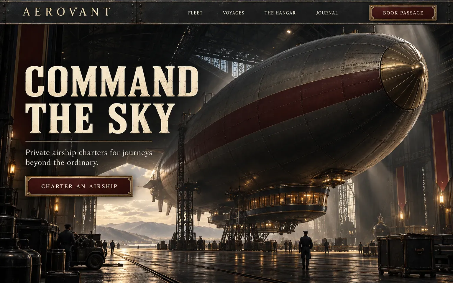 Example website designed in the Dieselpunk style
