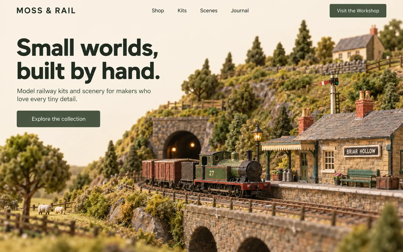 Example website whose artwork is handmade miniature diorama