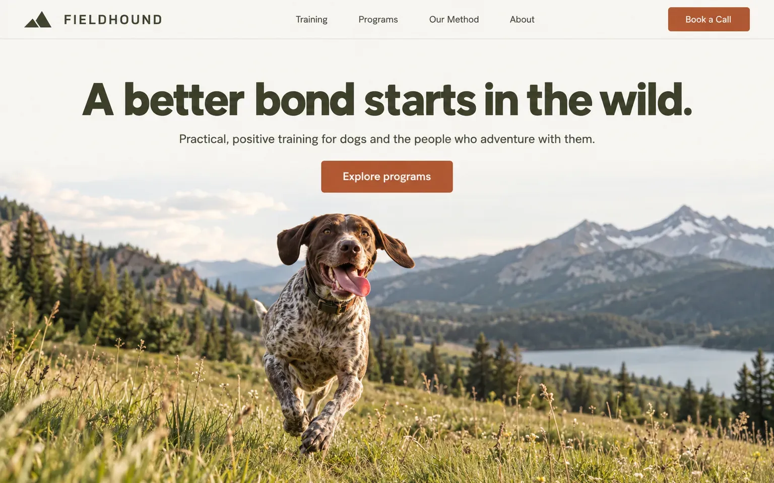 Example website for a dog training service