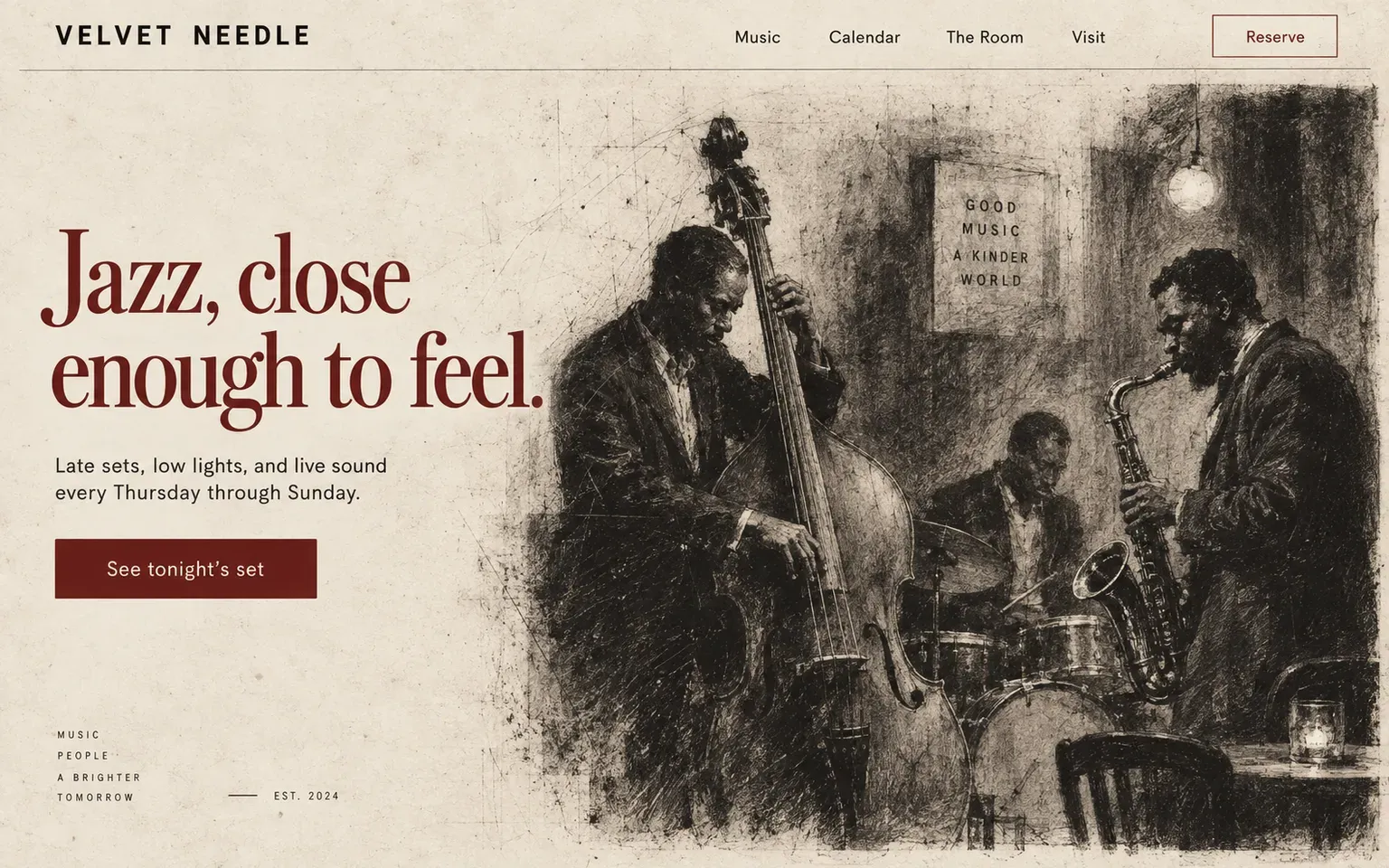 Example website whose artwork is drypoint