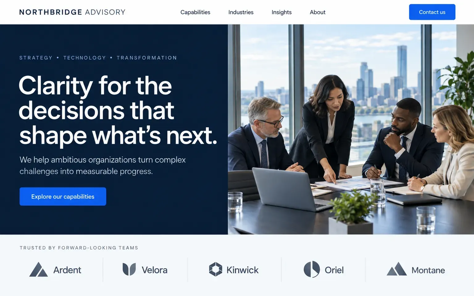 Example website designed in the Contemporary corporate enterprise web design style