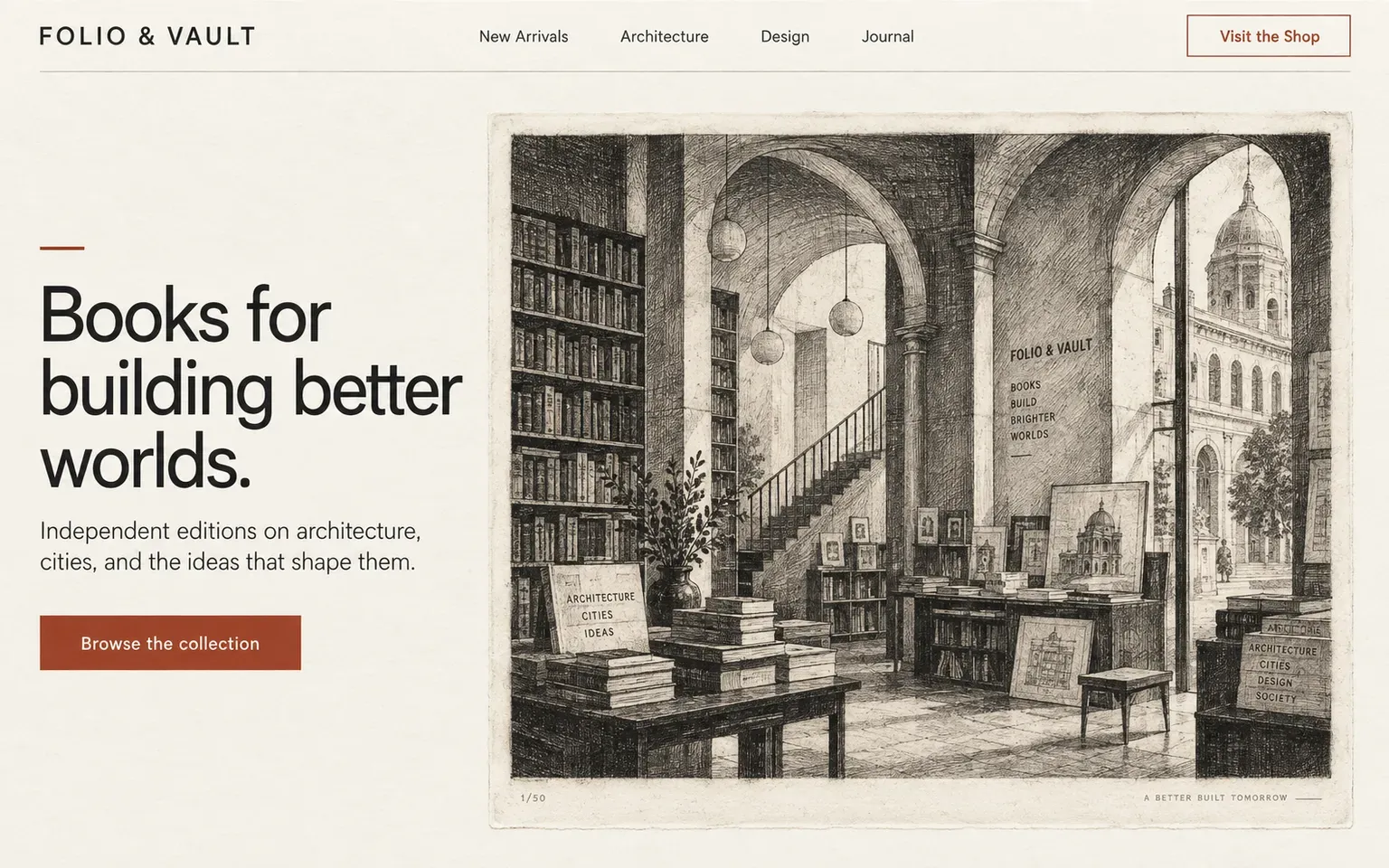 Example website whose artwork is intaglio etching