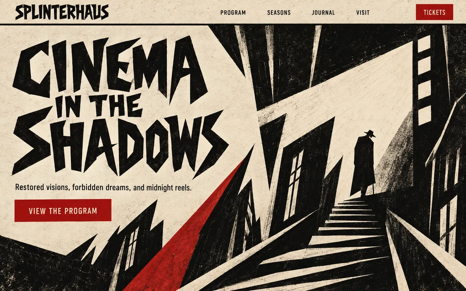 Example website designed in the German Expressionism style