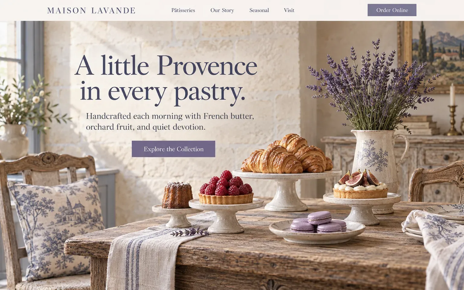 Example website designed in the French country style style