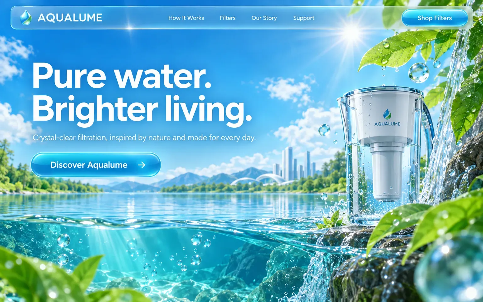 Example website designed in the Frutiger Aero, the mid-2000s glossy style style