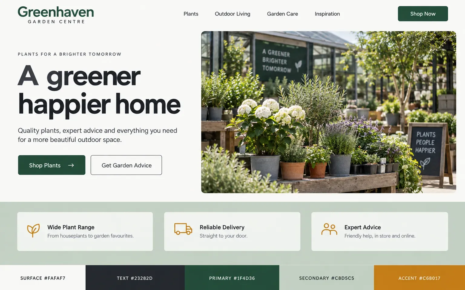 Example website coloured with a complete set of roles