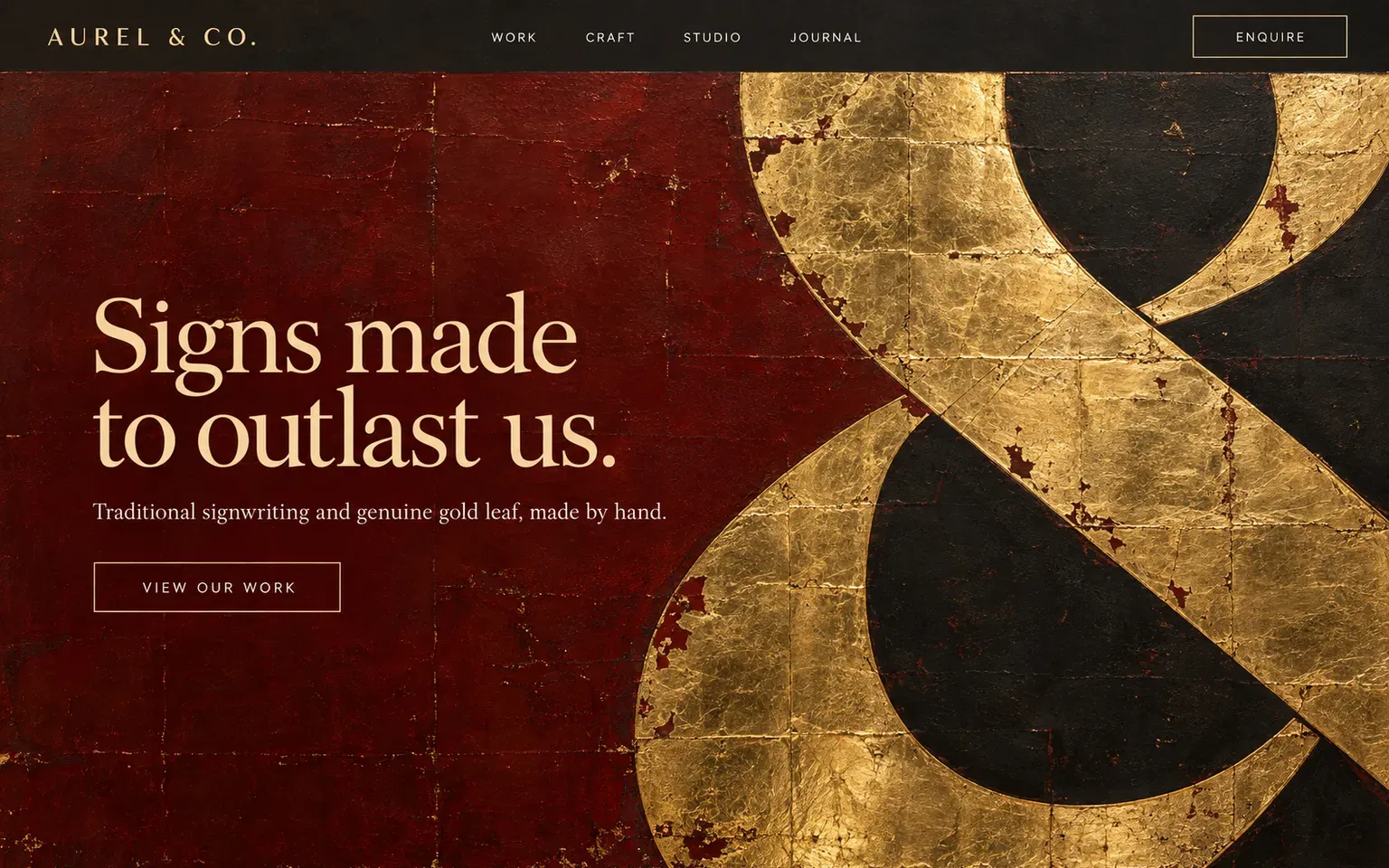 Example website whose artwork is gold leafing