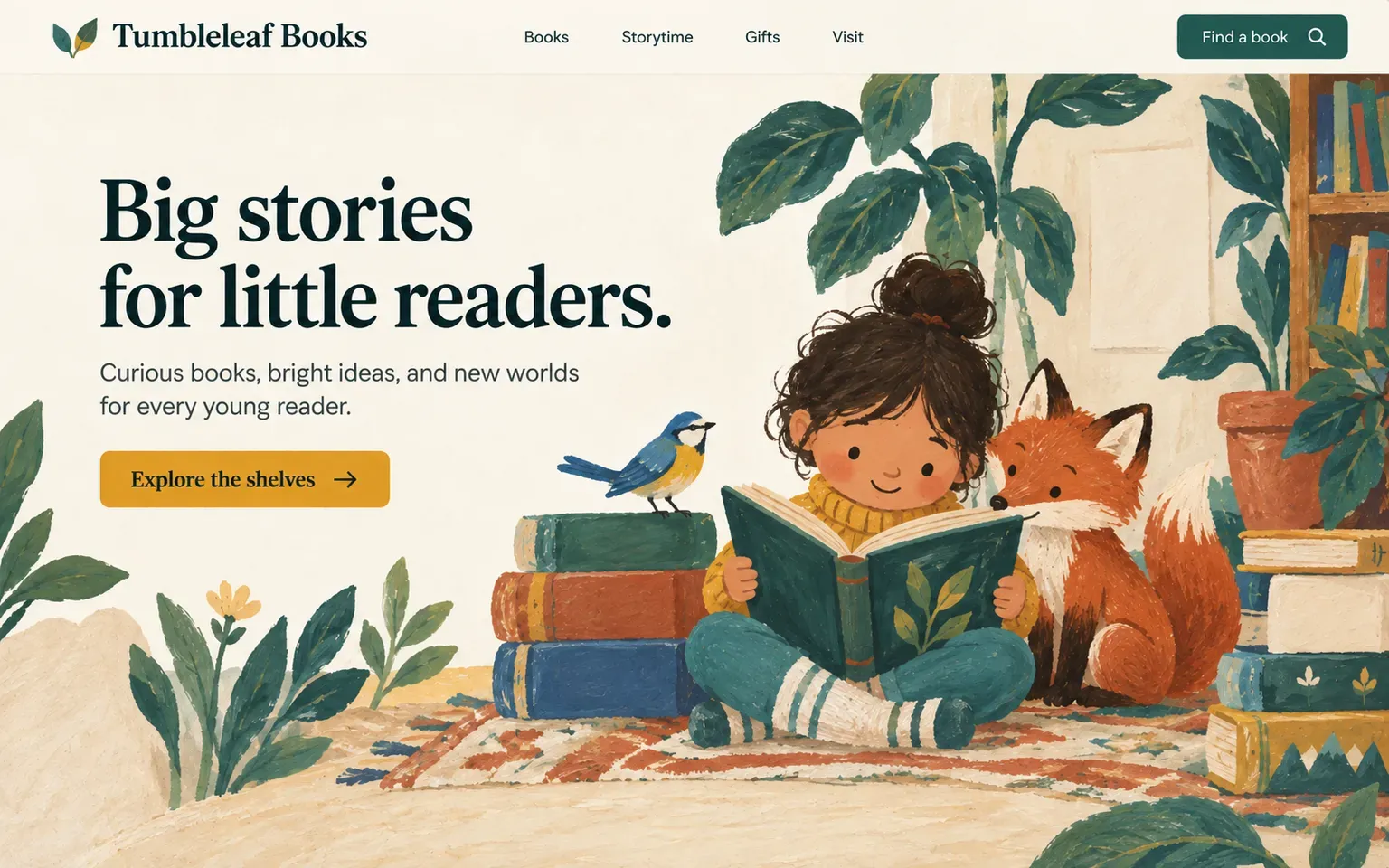 Example website whose artwork is opaque gouache painting