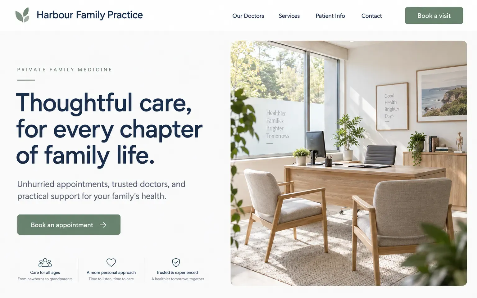 Example website for a private family doctor's practice