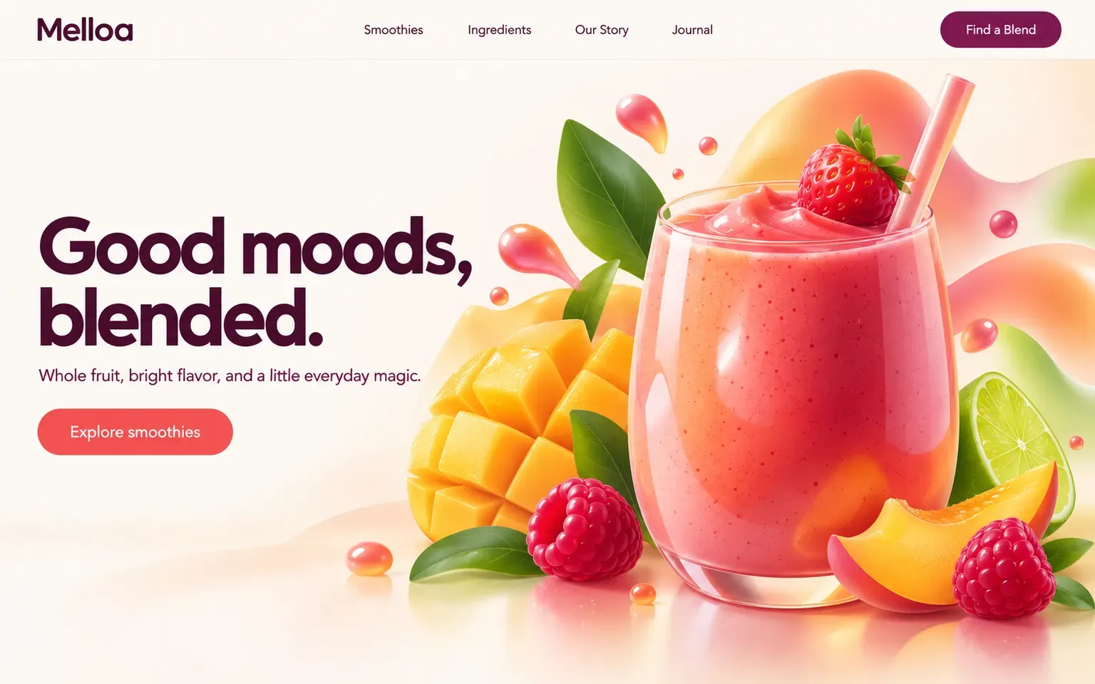 Example website whose artwork is vector gradient mesh illustration