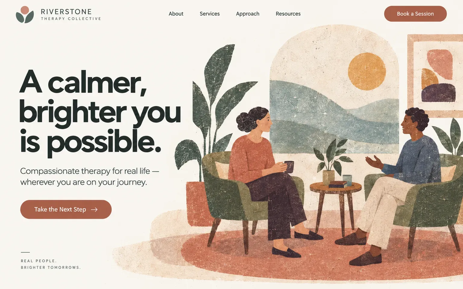 Example website whose artwork is textured digital illustration